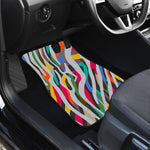 Colorful Zebra Pattern Print Front and Back Car Floor Mats