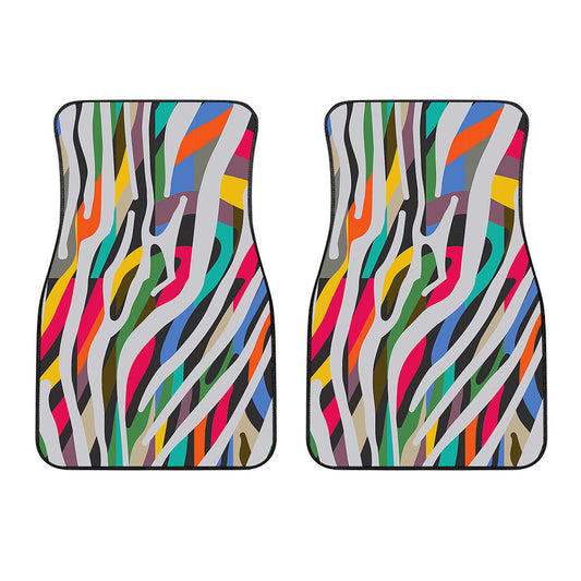 Colorful Zebra Pattern Print Front Car Floor Mats