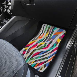 Colorful Zebra Pattern Print Front Car Floor Mats