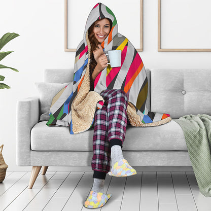 Colorful Zebra Pattern Print Hooded Blanket