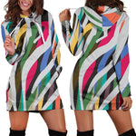 Colorful Zebra Pattern Print Hoodie Dress GearFrost