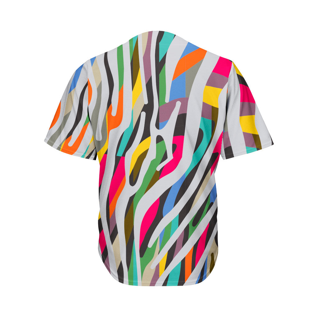 Colorful Zebra Pattern Print Men's Baseball Jersey
