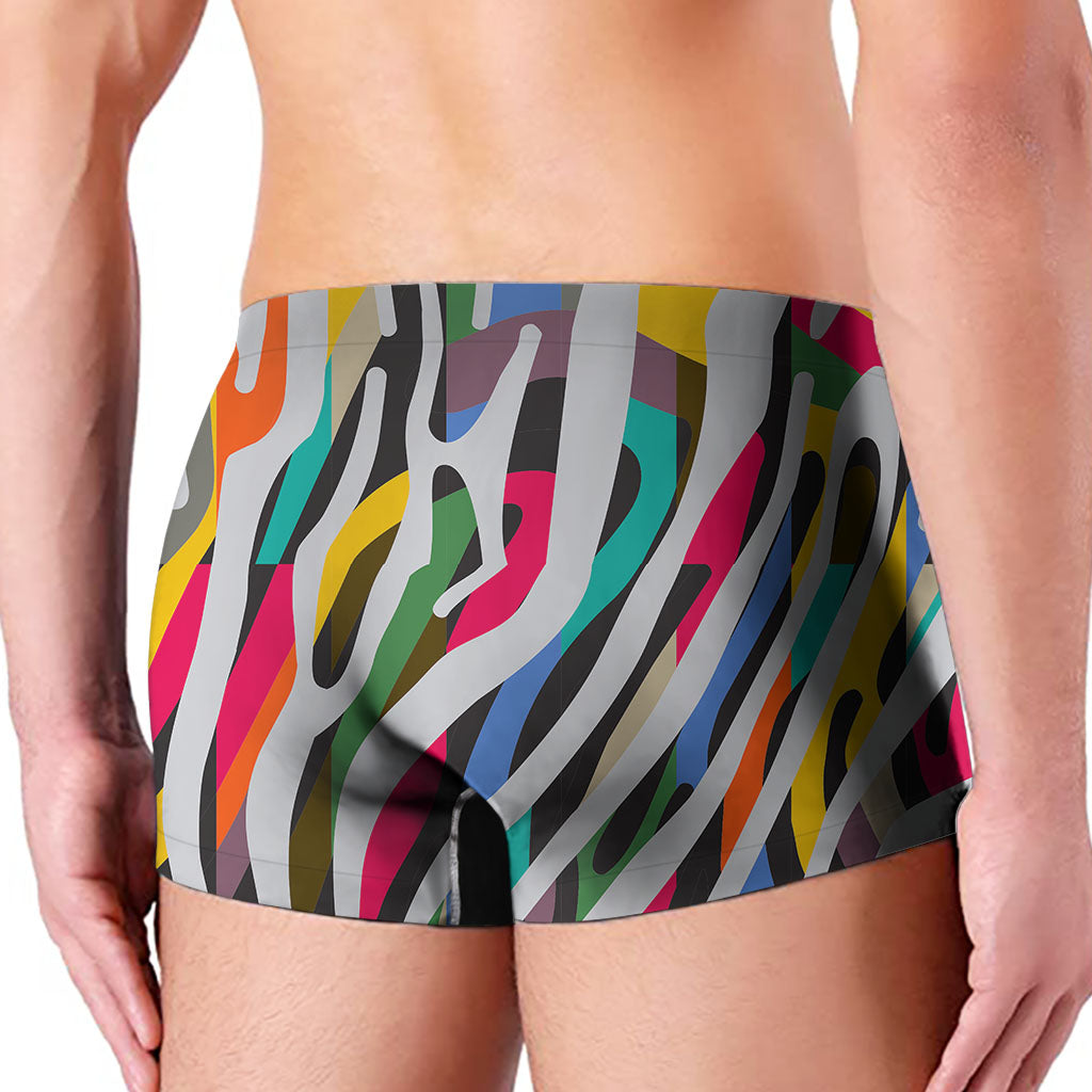 Colorful Zebra Pattern Print Men's Boxer Briefs