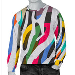 Colorful Zebra Pattern Print Men's Crewneck Sweatshirt GearFrost