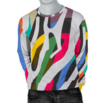 Colorful Zebra Pattern Print Men's Crewneck Sweatshirt GearFrost