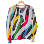 Colorful Zebra Pattern Print Men's Crewneck Sweatshirt GearFrost