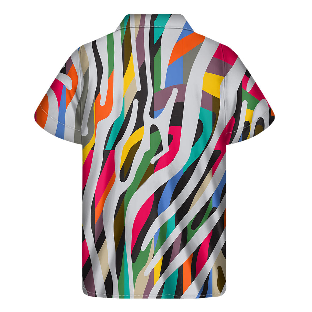 Colorful Zebra Pattern Print Men's Short Sleeve Shirt