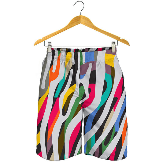 Colorful Zebra Pattern Print Men's Shorts