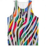 Colorful Zebra Pattern Print Men's Tank Top