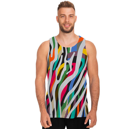 Colorful Zebra Pattern Print Men's Tank Top