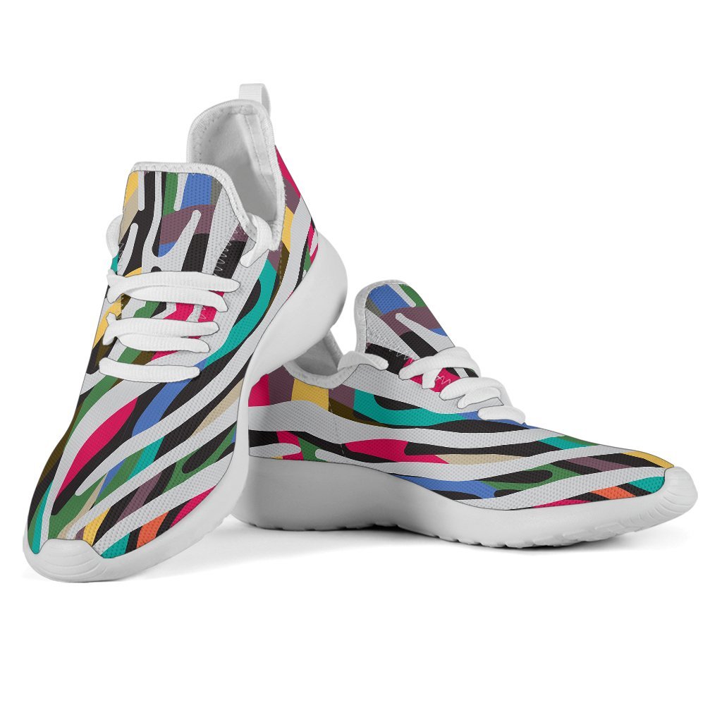 Colorful Zebra Pattern Print Mesh Knit Shoes GearFrost