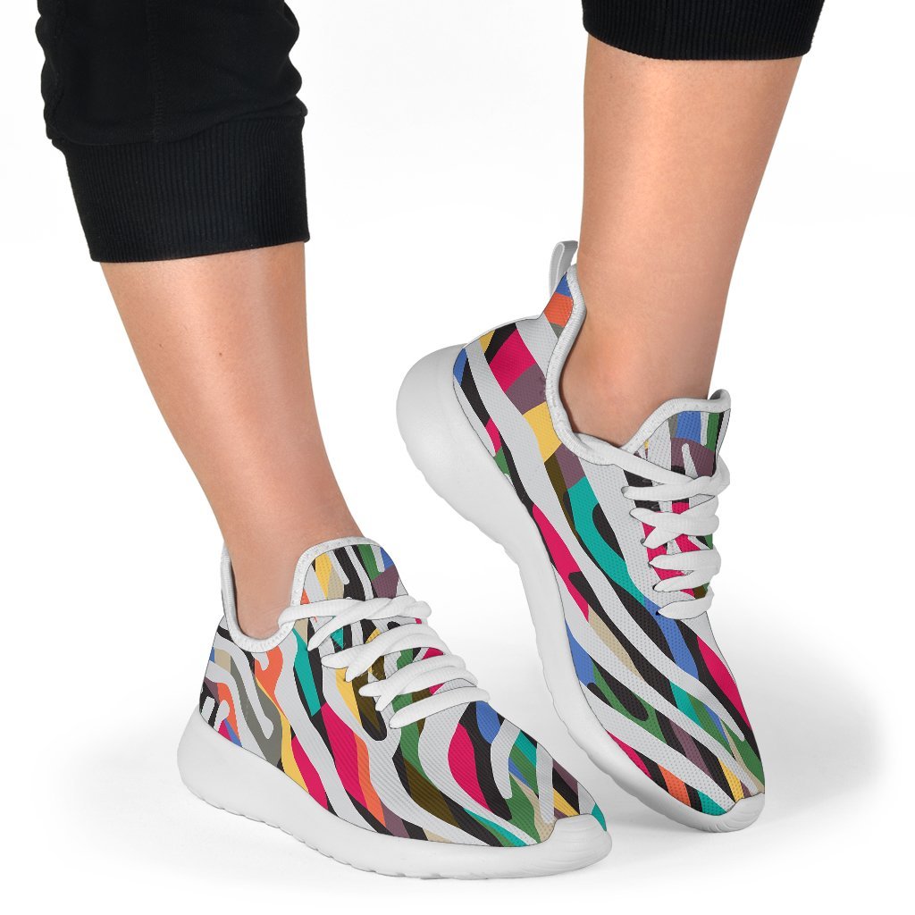 Colorful Zebra Pattern Print Mesh Knit Shoes GearFrost