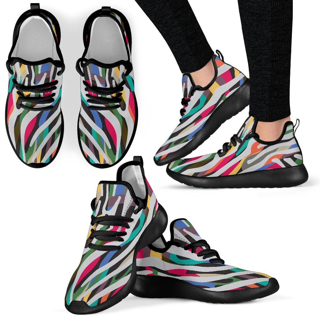 Colorful Zebra Pattern Print Mesh Knit Shoes GearFrost