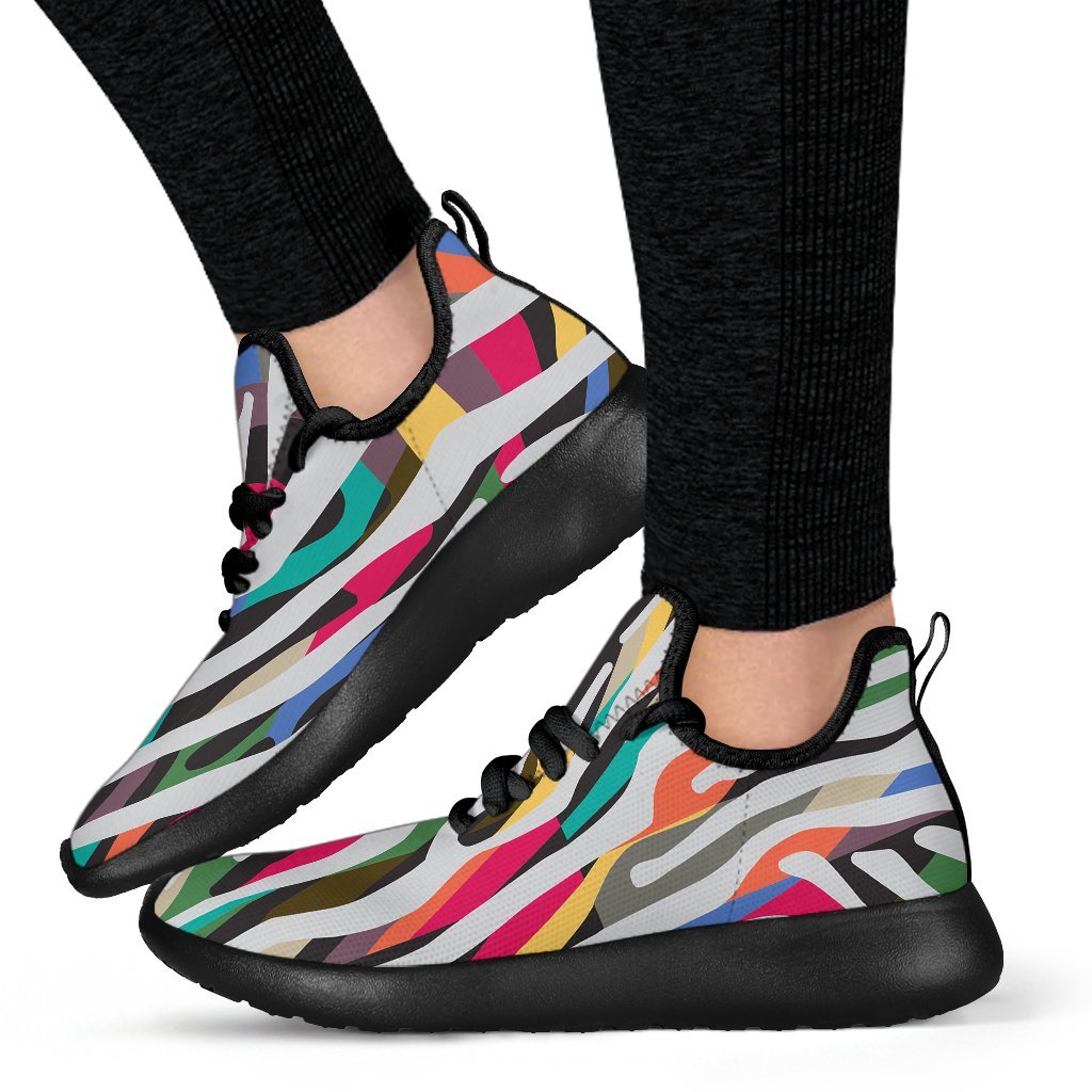 Colorful Zebra Pattern Print Mesh Knit Shoes GearFrost