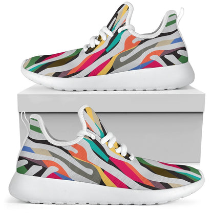 Colorful Zebra Pattern Print Mesh Knit Shoes GearFrost