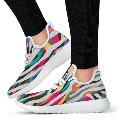 Colorful Zebra Pattern Print Mesh Knit Shoes GearFrost