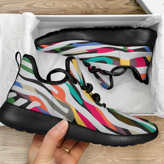 Colorful Zebra Pattern Print Mesh Knit Shoes GearFrost