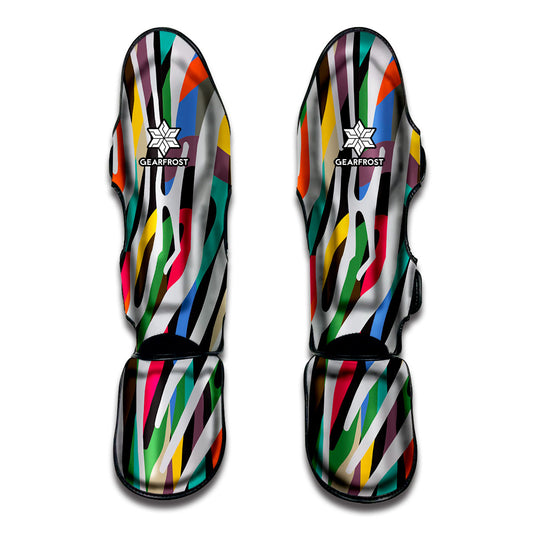 Colorful Zebra Pattern Print Muay Thai Shin Guard