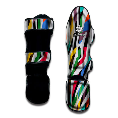 Colorful Zebra Pattern Print Muay Thai Shin Guard