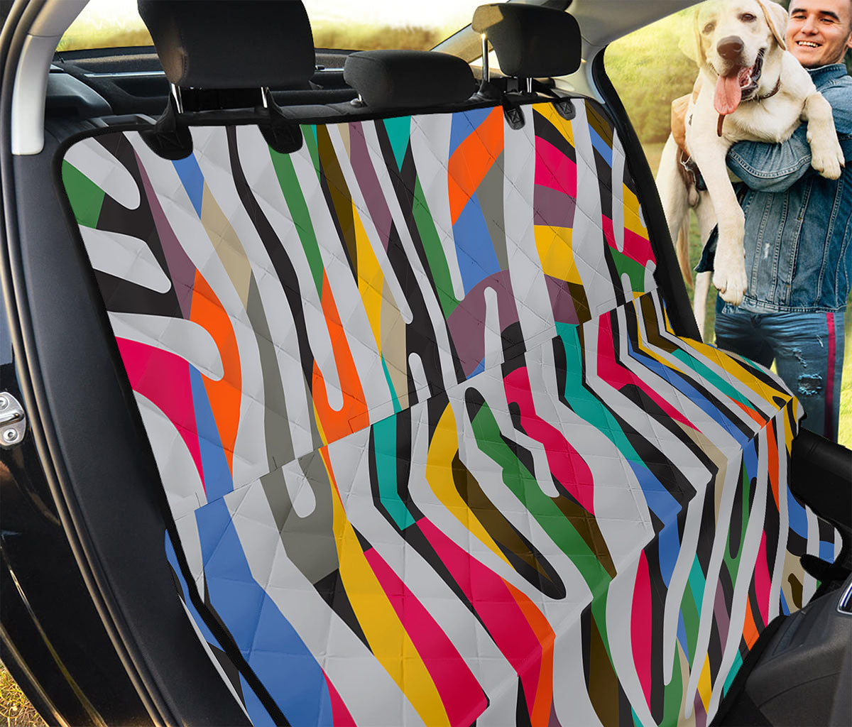 Colorful Zebra Pattern Print Pet Car Back Seat Cover