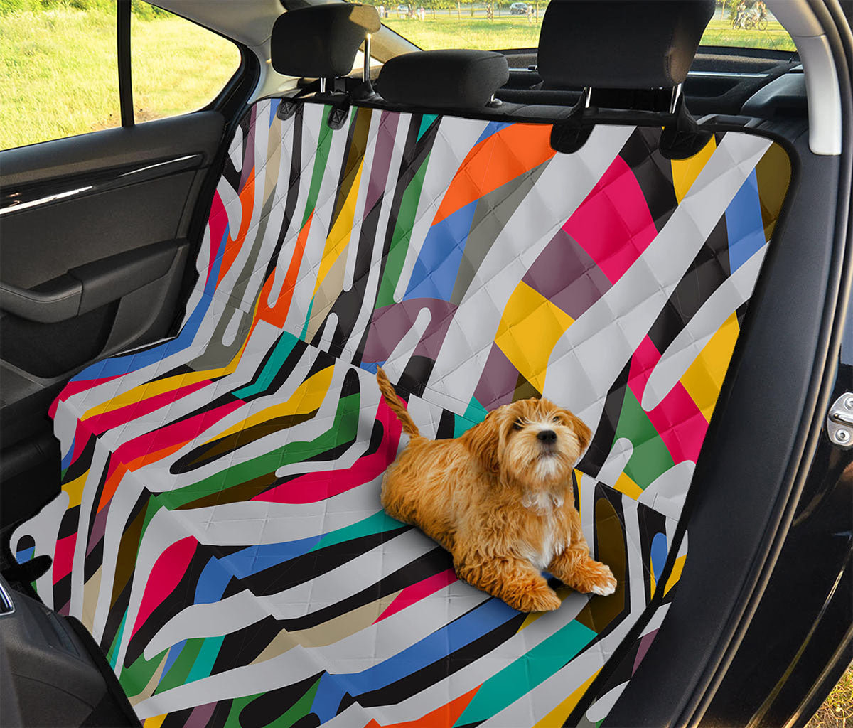 Colorful Zebra Pattern Print Pet Car Back Seat Cover