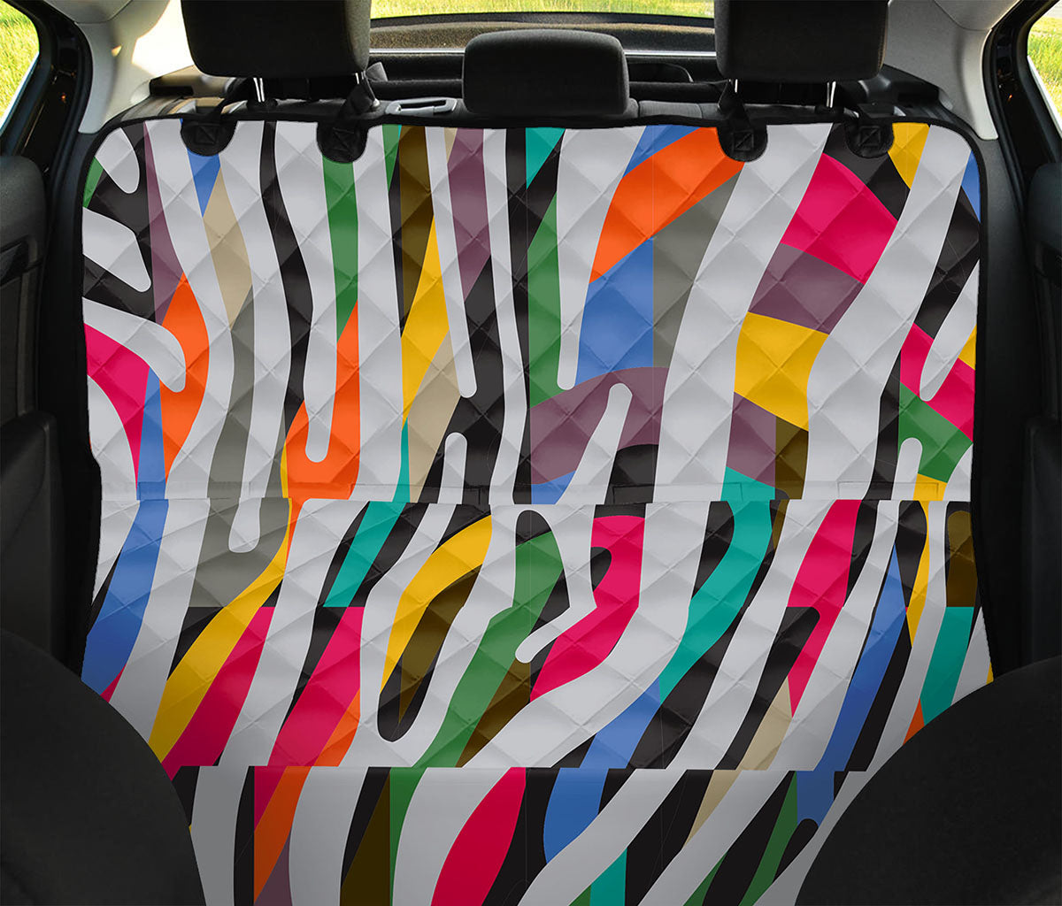 Colorful Zebra Pattern Print Pet Car Back Seat Cover