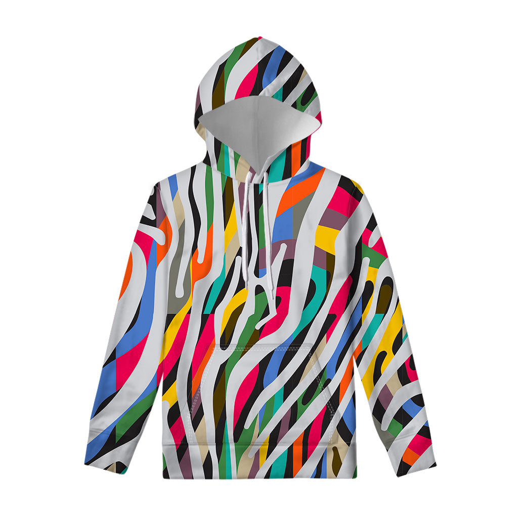 Colorful Zebra Pattern Print Pullover Hoodie