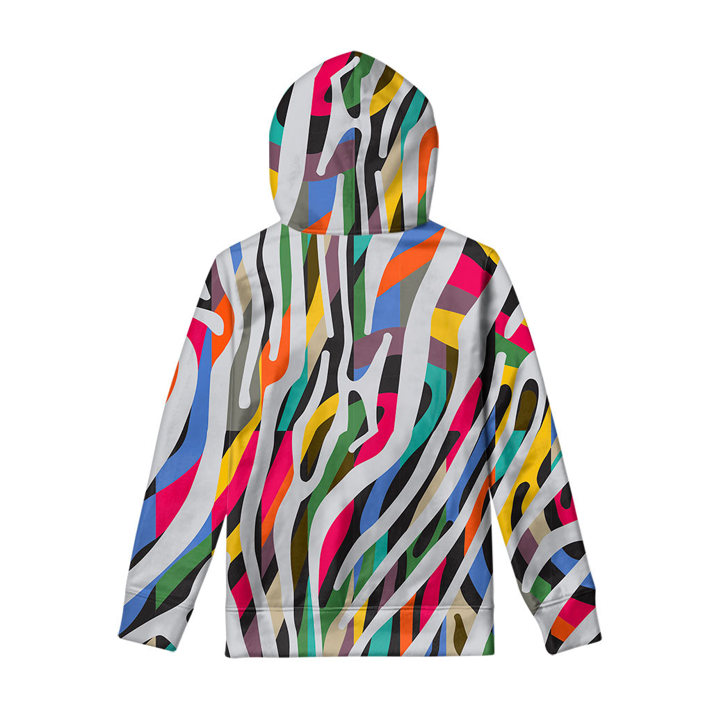 Colorful Zebra Pattern Print Pullover Hoodie