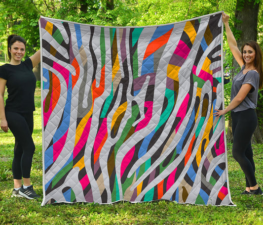 Colorful Zebra Pattern Print Quilt