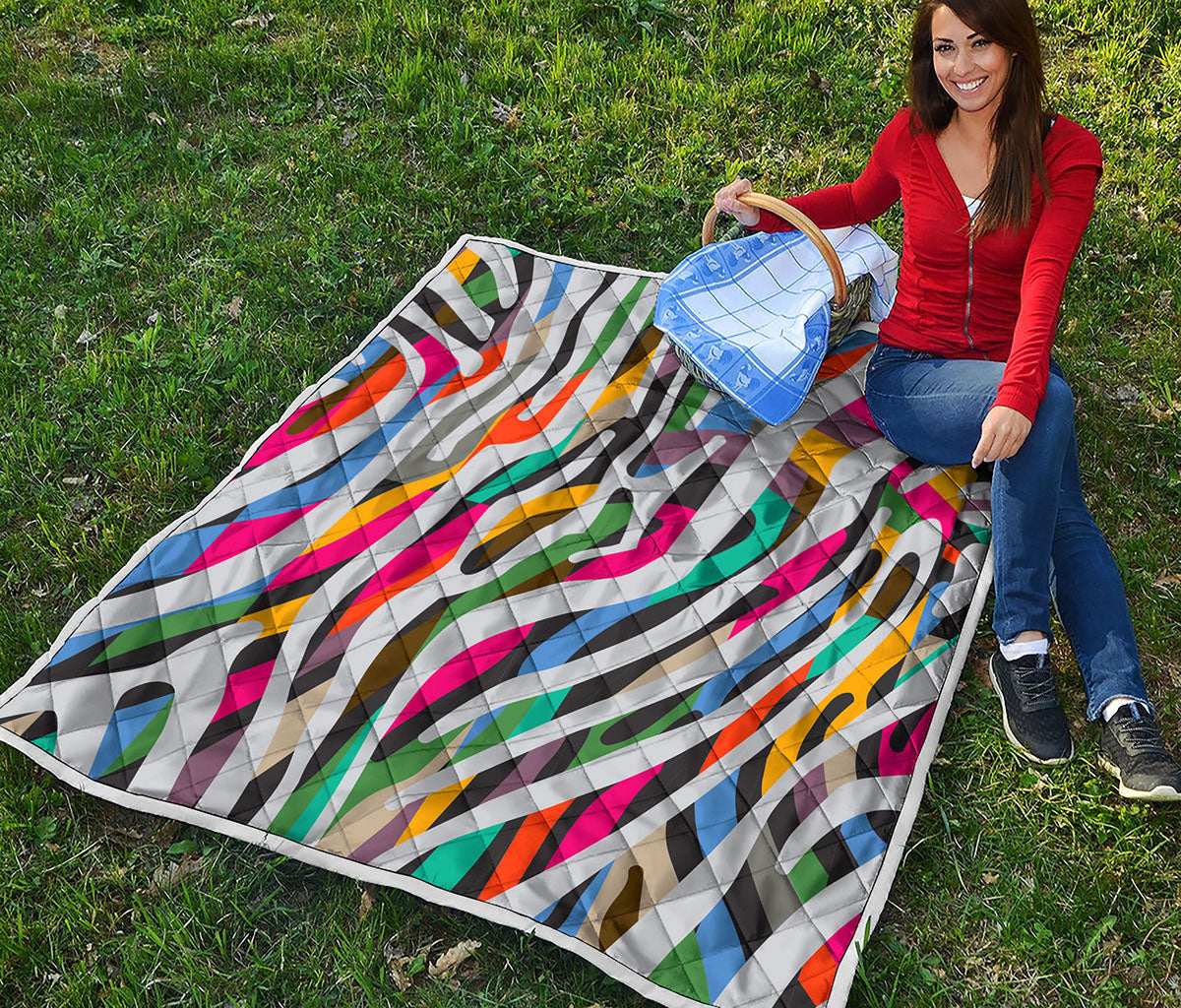 Colorful Zebra Pattern Print Quilt