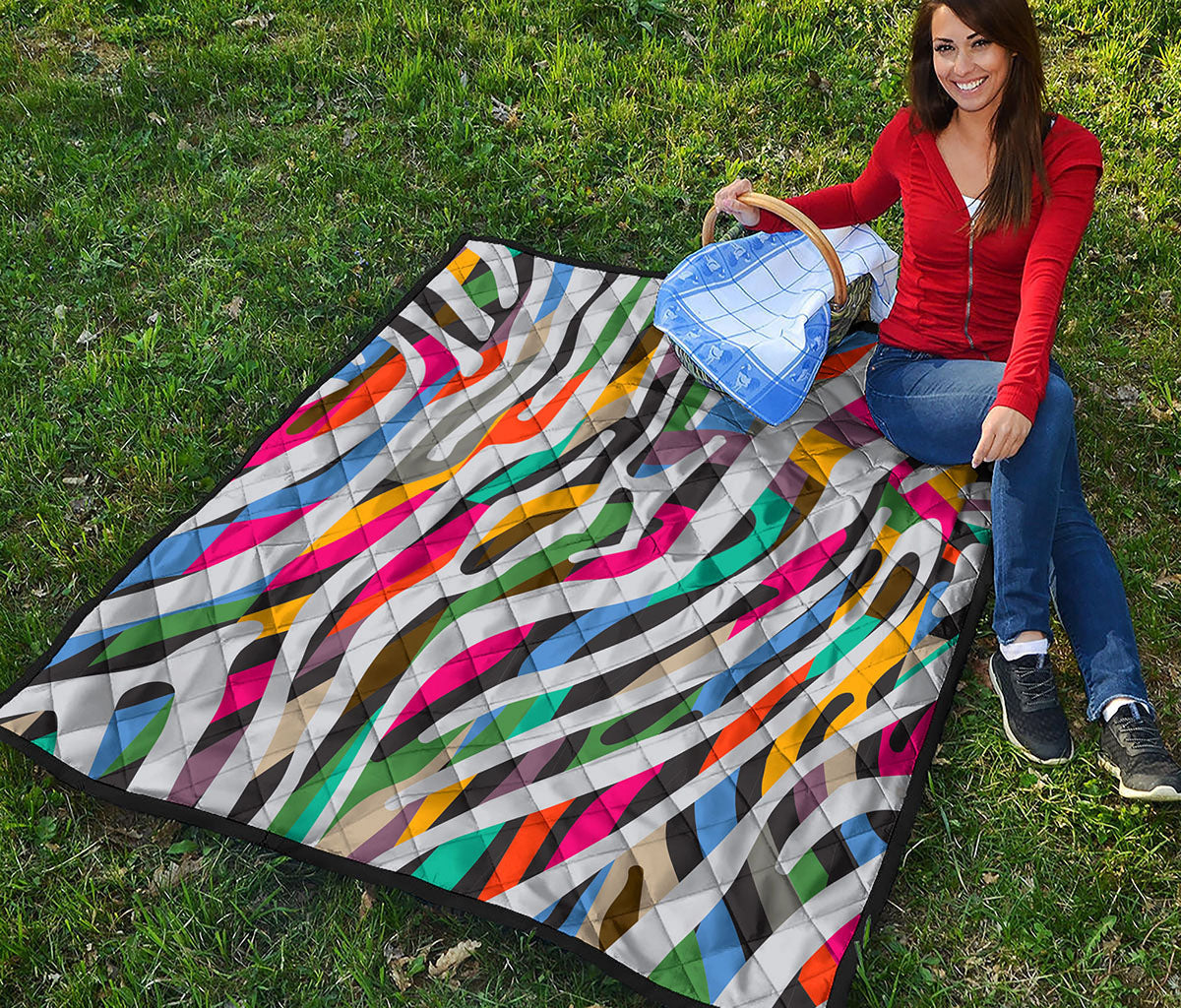 Colorful Zebra Pattern Print Quilt