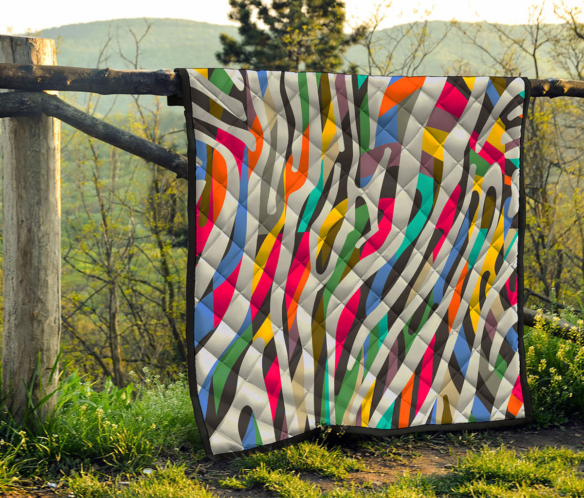 Colorful Zebra Pattern Print Quilt