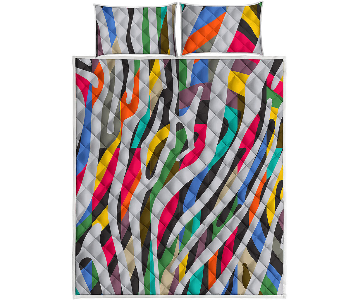 Colorful Zebra Pattern Print Quilt Bed Set