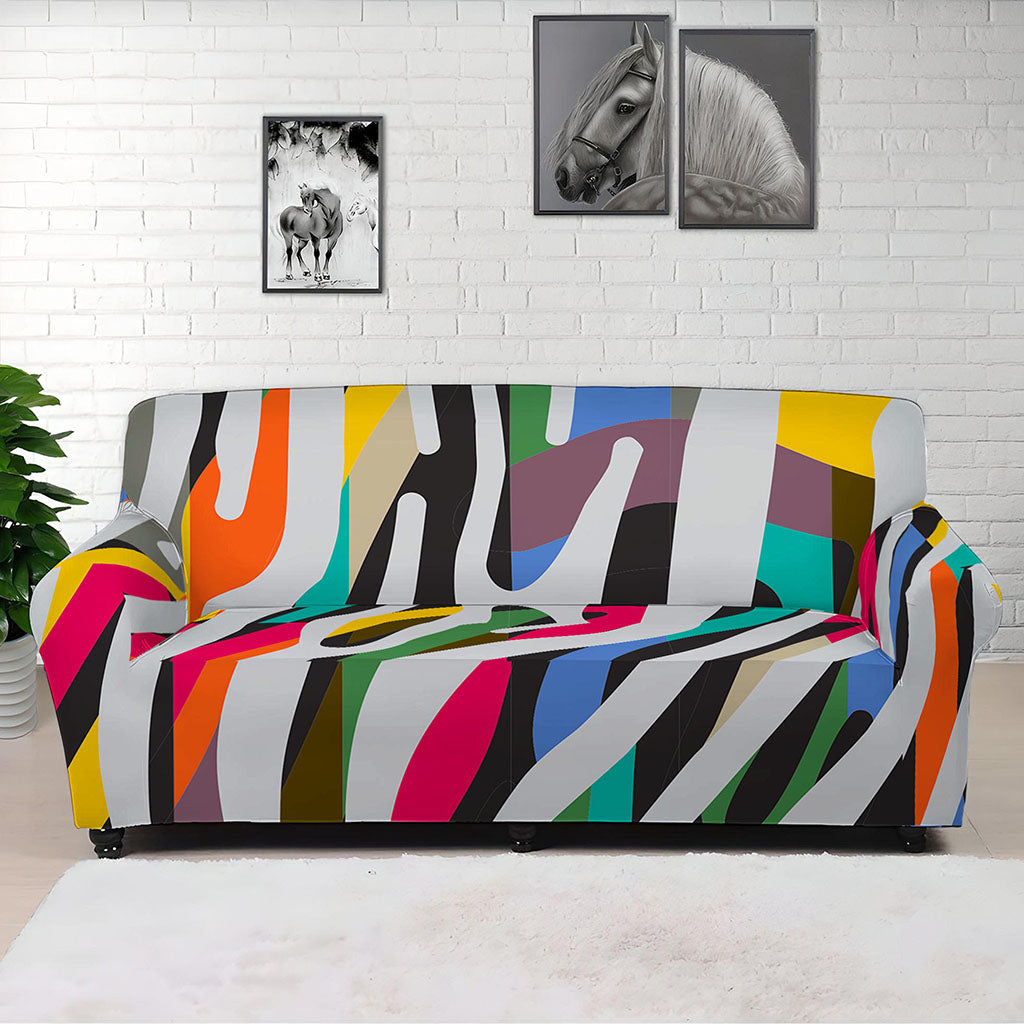 Colorful Zebra Pattern Print Sofa Cover