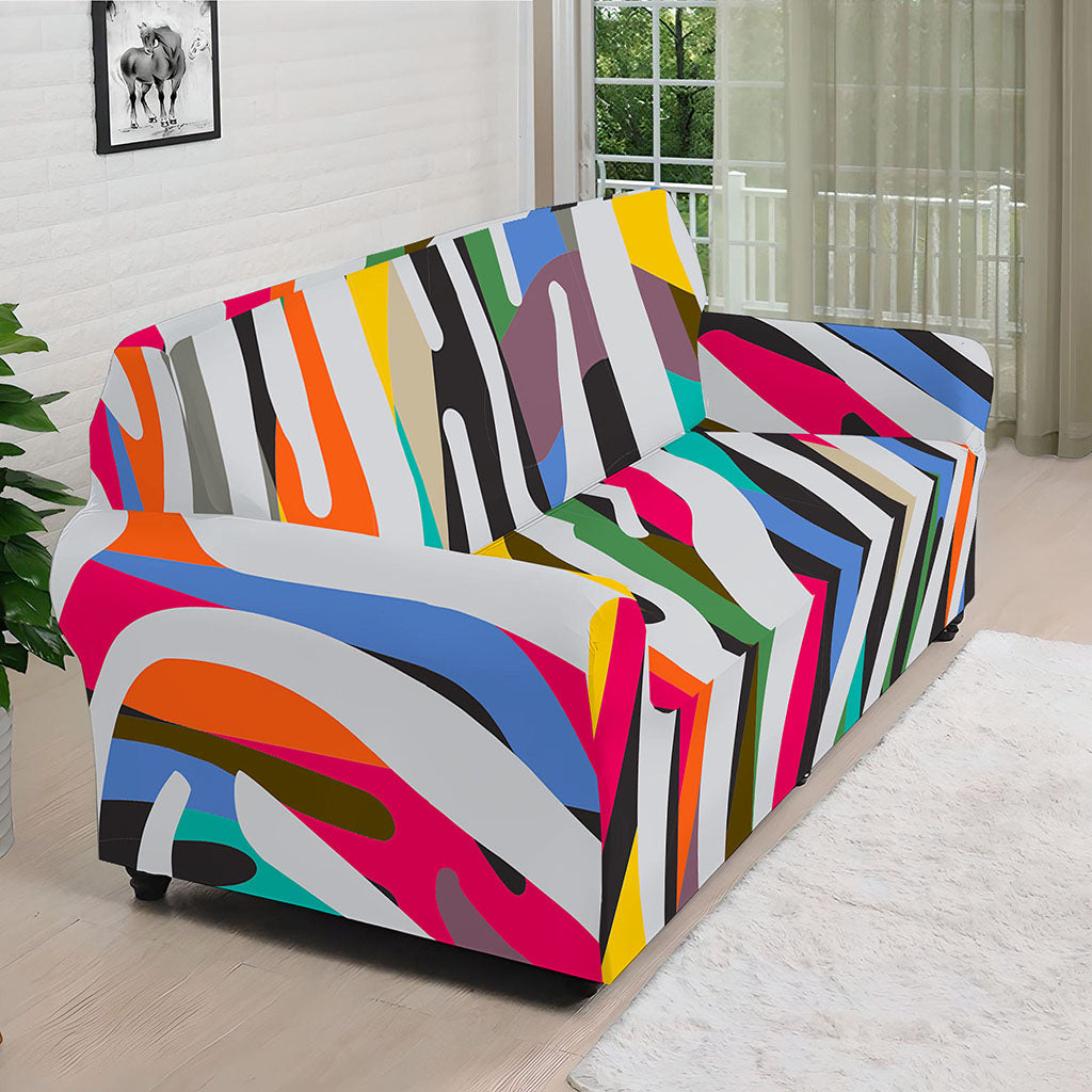 Colorful Zebra Pattern Print Sofa Cover