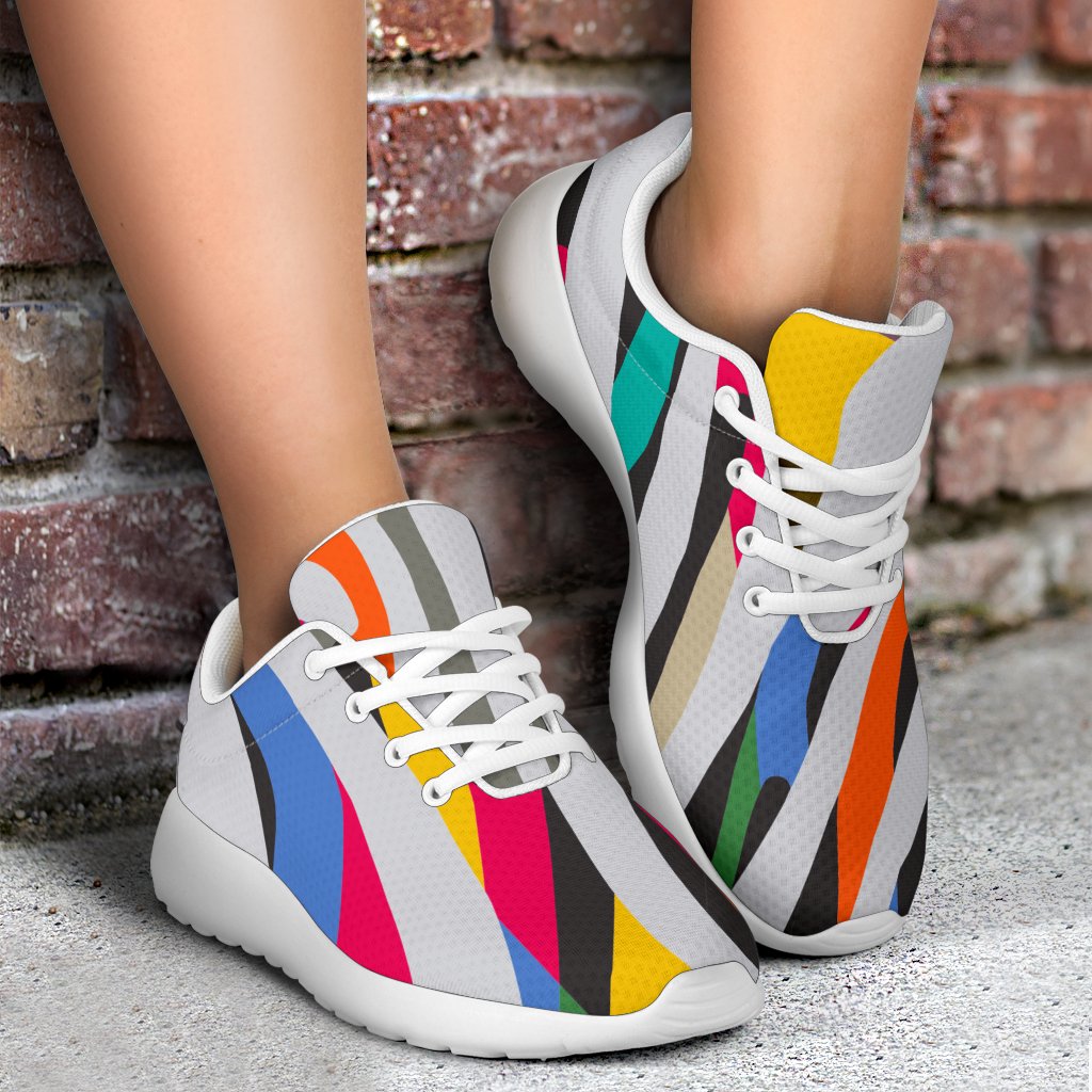 Colorful Zebra Pattern Print Sport Shoes GearFrost