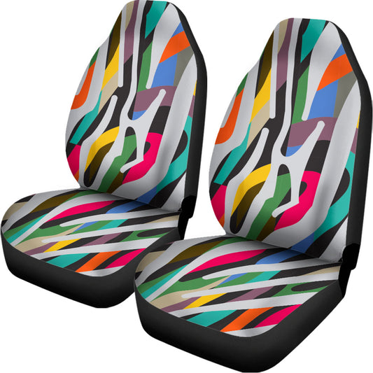Colorful Zebra Pattern Print Universal Fit Car Seat Covers