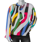Colorful Zebra Pattern Print Women's Crewneck Sweatshirt GearFrost