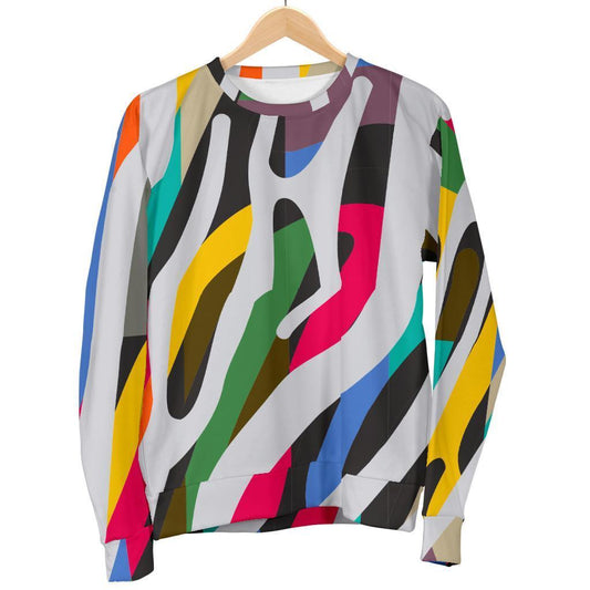 Colorful Zebra Pattern Print Women's Crewneck Sweatshirt GearFrost