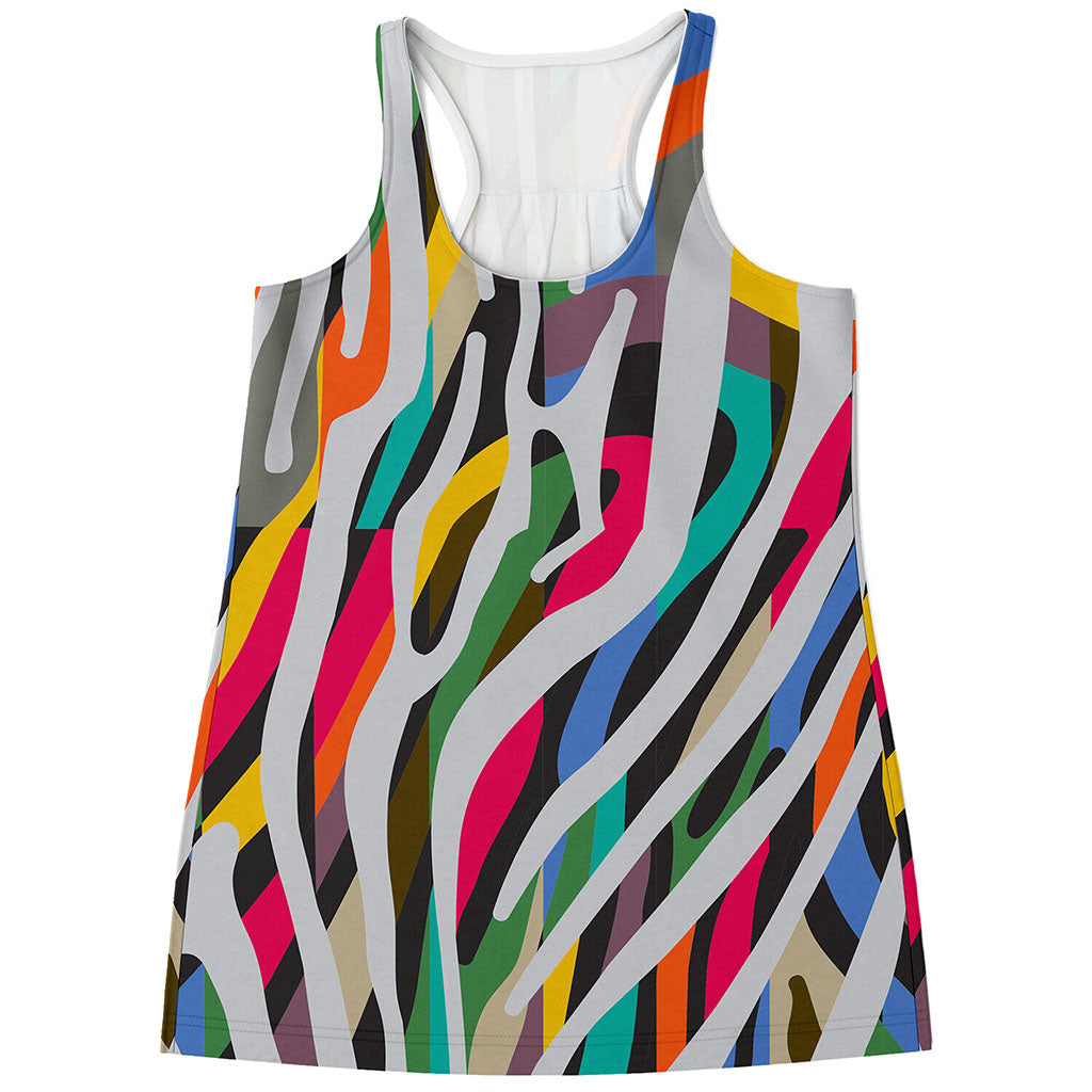 Colorful Zebra Pattern Print Women's Racerback Tank Top