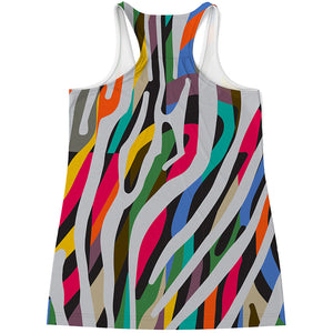 Colorful Zebra Pattern Print Women's Racerback Tank Top
