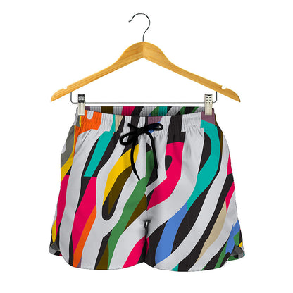 Colorful Zebra Pattern Print Women's Shorts