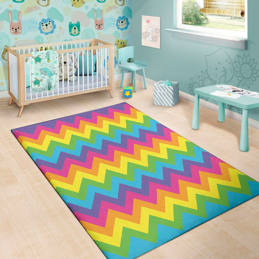 Colorful Zigzag Pattern Print Area Rug
