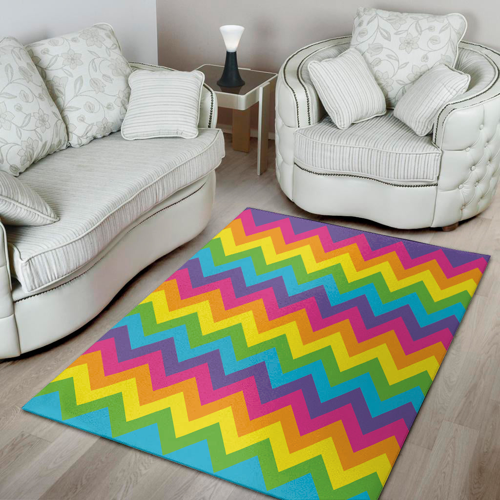 Colorful Zigzag Pattern Print Area Rug