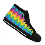 Colorful Zigzag Pattern Print Black High Top Shoes