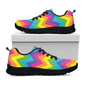 Colorful Zigzag Pattern Print Black Running Shoes