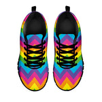 Colorful Zigzag Pattern Print Black Sneakers