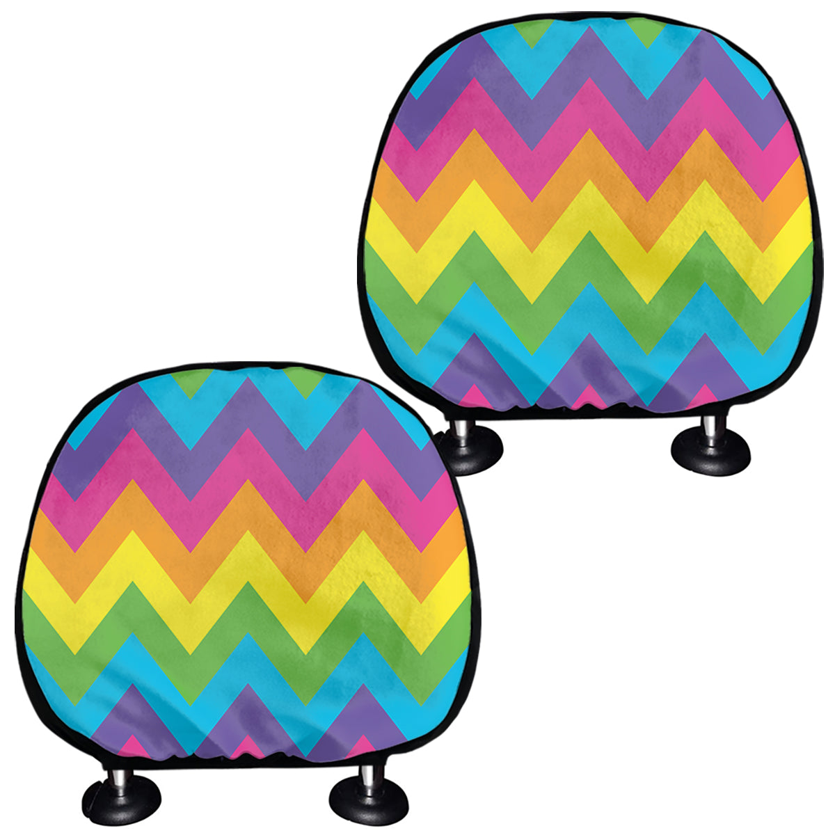Colorful Zigzag Pattern Print Car Headrest Covers