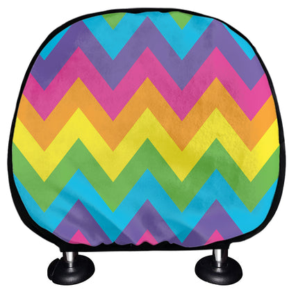 Colorful Zigzag Pattern Print Car Headrest Covers