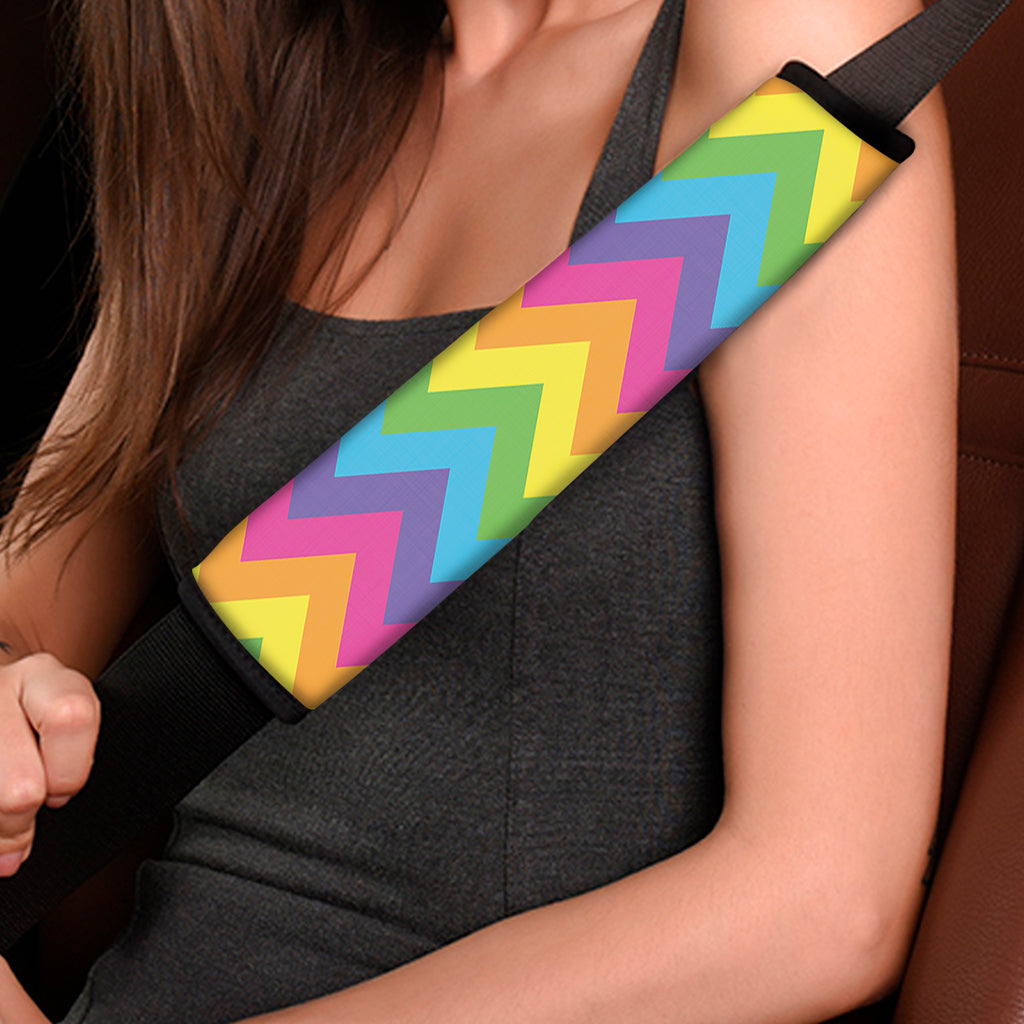 Colorful Zigzag Pattern Print Car Seat Belt Covers